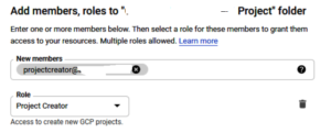 project creator GCP